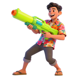 Summer Water Fight Character with Tropical Hawaiian Shirt