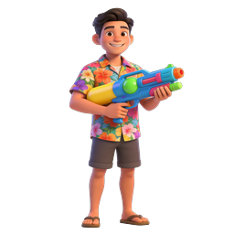 Summer Water Gun Boy - Fun 3D Cartoon Character Icon