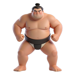 Sumo Wrestler 3D Character Icon - Powerful Japanese Fighter