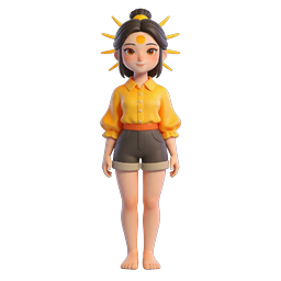 Icône de personnage 3D : fille à la couronne de soleil