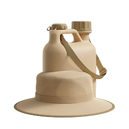 Sun Hat and Water Jug Outdoor Adventure Icon