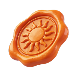 Glossy Orange Sun Seal 3D Icon | Premium Wax Stamp