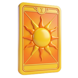 Golden Sun Tarot Card 3D Icon for Mystical Apps