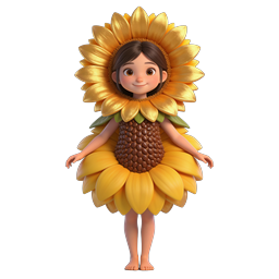 Sunflower Girl Costume 3D Icon - Cute Nature Character
