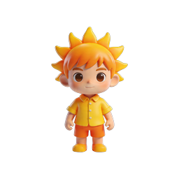 Sunny Boy 3D Chibi Character Icon with Spiky Orange Hair