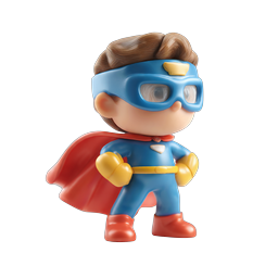 Cute 3D Superhero Boy Character Icon - Heroic Chibi Figure