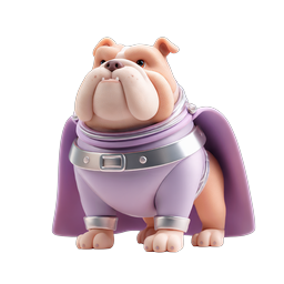Superhero Bulldog Character Icon | 3D Pet Mascot