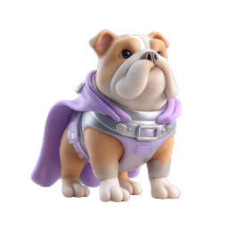 Superhero Bulldog 3D Icon - Adorable Pet Character