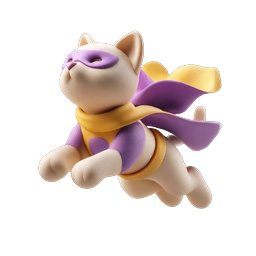 Superhero Cat 3D Clay Icon - Cute Flying Hero Pet