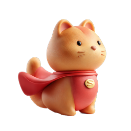 Adorable Superhero Cat Clay Icon - 3D Rendered