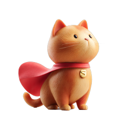 Cute Superhero Cat 3D Icon - Adorable Pet Mascot