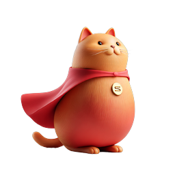 Adorable Superhero Cat 3D Icon - Clay Style