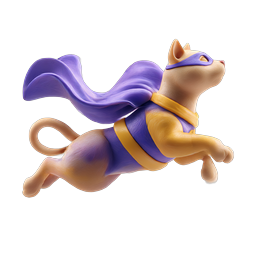 Superhero Cat 3D Icon - Heroic Flying Feline