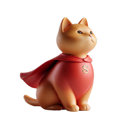 Superhero Cat 3D Icon - Heroic Orange Feline Mascot