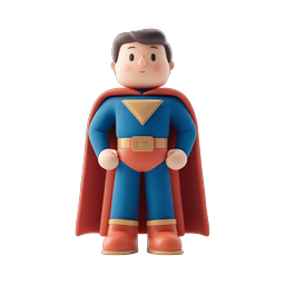 Cute 3D Superhero Character Icon - Heroic Mascot