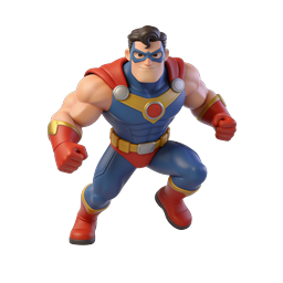 3D Superhero Character Icon - Heroic Action Pose