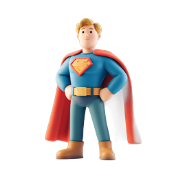 3D Cartoon Superhero Character Icon | Clay Style Hero