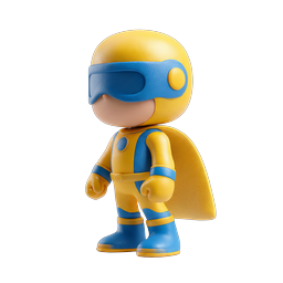 Icona personaggio supereroe 3D carina - Eroe giallo e blu