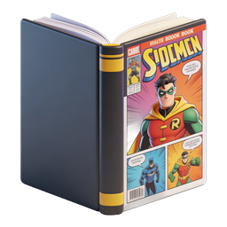 Superhero Comic Book Icon - 3D Rendered Open Book