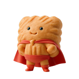 スーパーヒーロークッキーキャラクター - 可愛い3Dフードマスコットアイコン