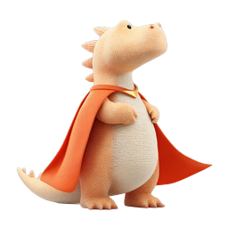 Icona del personaggio 3D di dinosauro supereroe carino