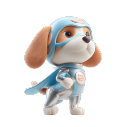 Superhero Dog 3D Cartoon Character Icon