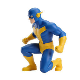 Blue & Yellow Superhero Action Figure Icon | Hero Character