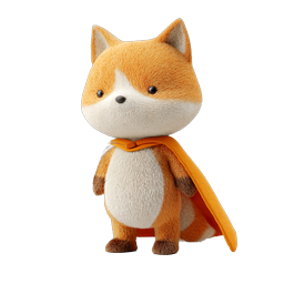 Adorable Superhero Fox Character Icon - 3D Realistic Style