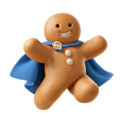 Superhero Gingerbread Man 3D Icon - Festive Holiday Character