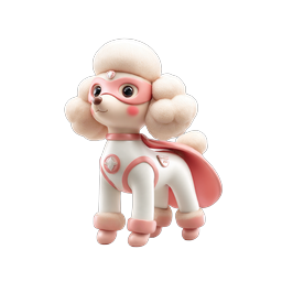 Cute Superhero Poodle 3D Clay Icon
