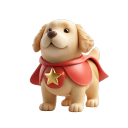 Superhero Puppy Icon | Adorable 3D Dog Character with Red Cape