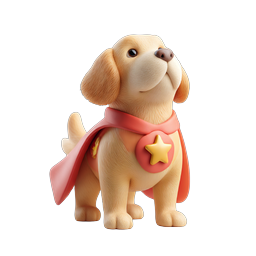 Adorable Superhero Puppy Icon - Cute 3D Pet Character