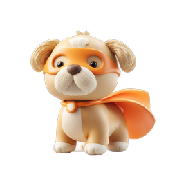 Superhero Puppy Clay 3D Icon | Adorable Pet Hero Mascot
