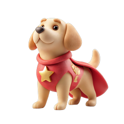 Superhero Puppy Dog Character Icon | Clay 3D Style