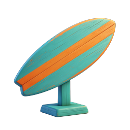 Vintage Surfboard Display Icon - 3D Beach Icon