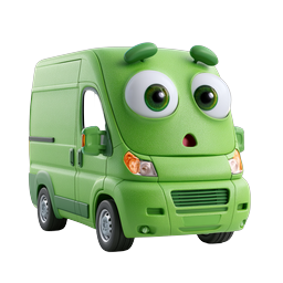 Surprised Green Cartoon Van Icon - 3D Render