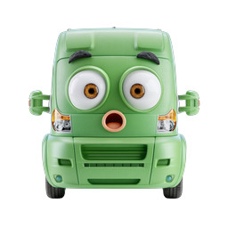 Surprised Green Van Cartoon Character Icon - 3D Clay Style