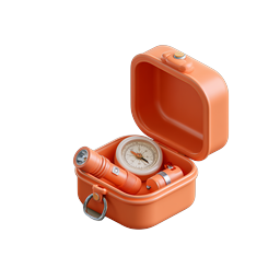 Survival Kit Box 3D Icon | Emergency Gear Flashlight Compass