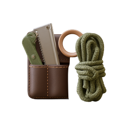 Outdoor Survival Kit Tool Icon with Leather Pouch
