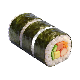 Realistic Sushi Roll 3D Icon - Japanese Cuisine