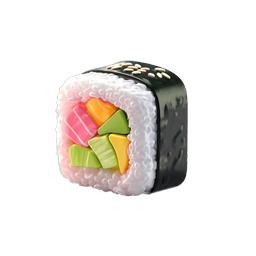 Sushi Roll 3D Icon - Realistic Japanese Food Illustration