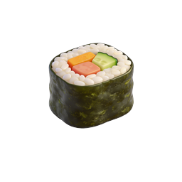 Realistic 3D Sushi Roll Icon - Japanese Cuisine