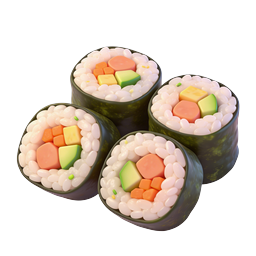 Japanese Sushi Maki Rolls - 3D Food Icon