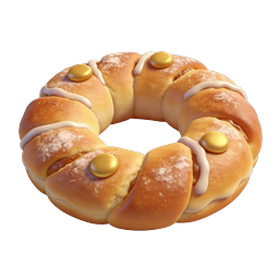 Sweet Bread Wreath 3D Icon | Festive Pastry Illustration