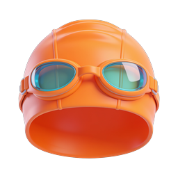 ไอคอนหมวกว่ายน้ำและแว่นว่ายน้ำ - ไอคอนกีฬา 3D