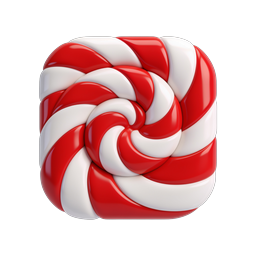 Swirl Candy Icon - Glossy Peppermint 3D Render