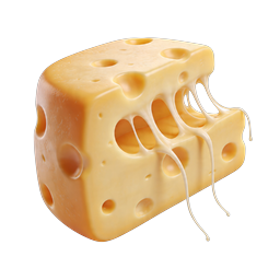 Swiss Cheese Block Icon - 3D Melted Cheese Illustration