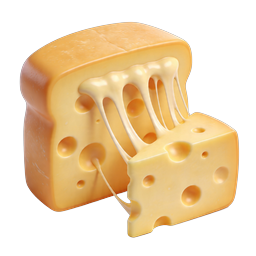 Swiss Cheese Block 3D Icon - Melted Dairy Food Graphic