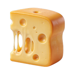 Swiss Cheese Block 3D Icon - Realistic Food Design