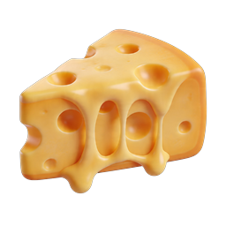 3D Swiss Cheese Block Icon - Glossy Dairy Illustration